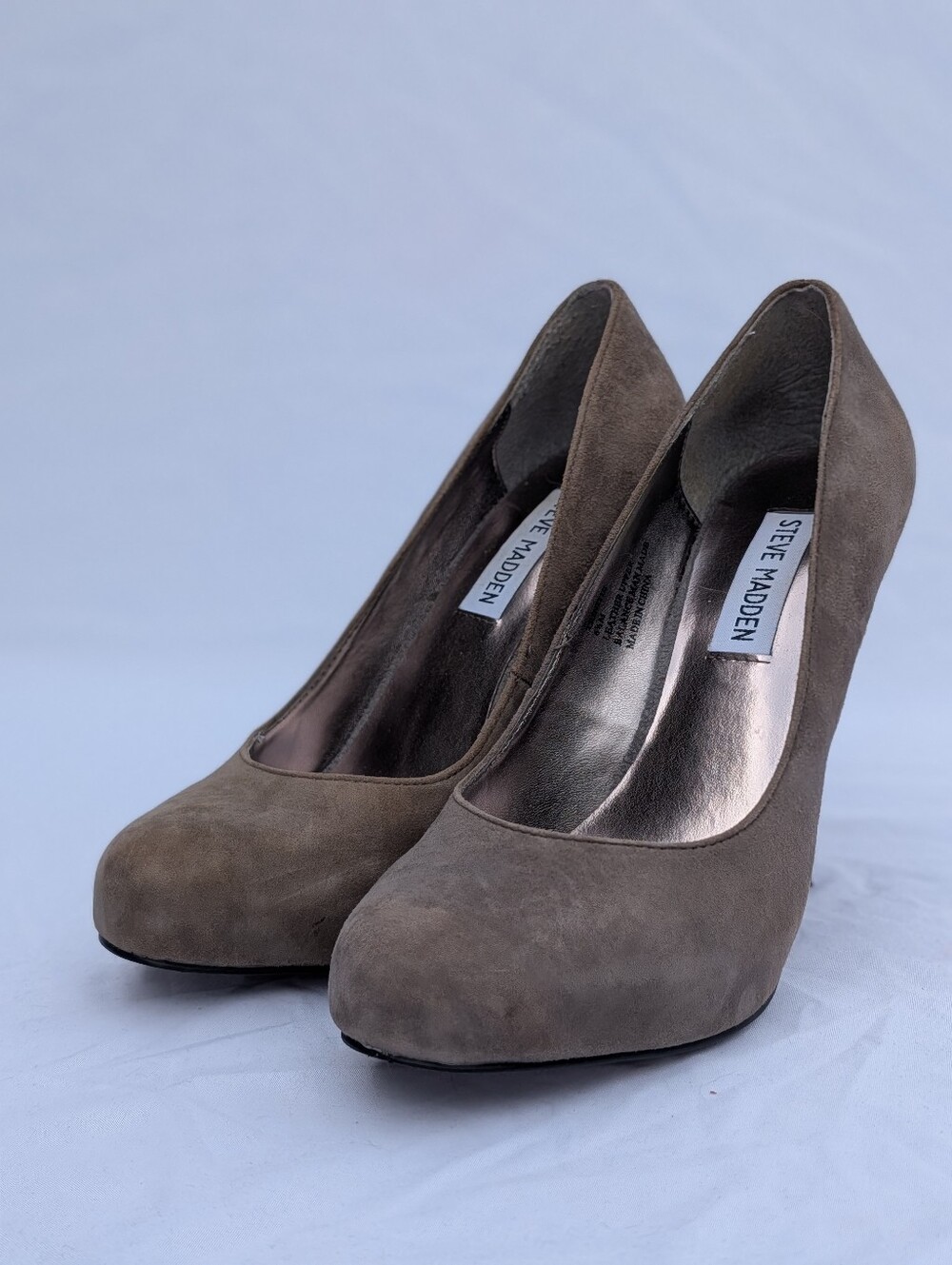 Steve Madden Trinitie Grey Suede Heels